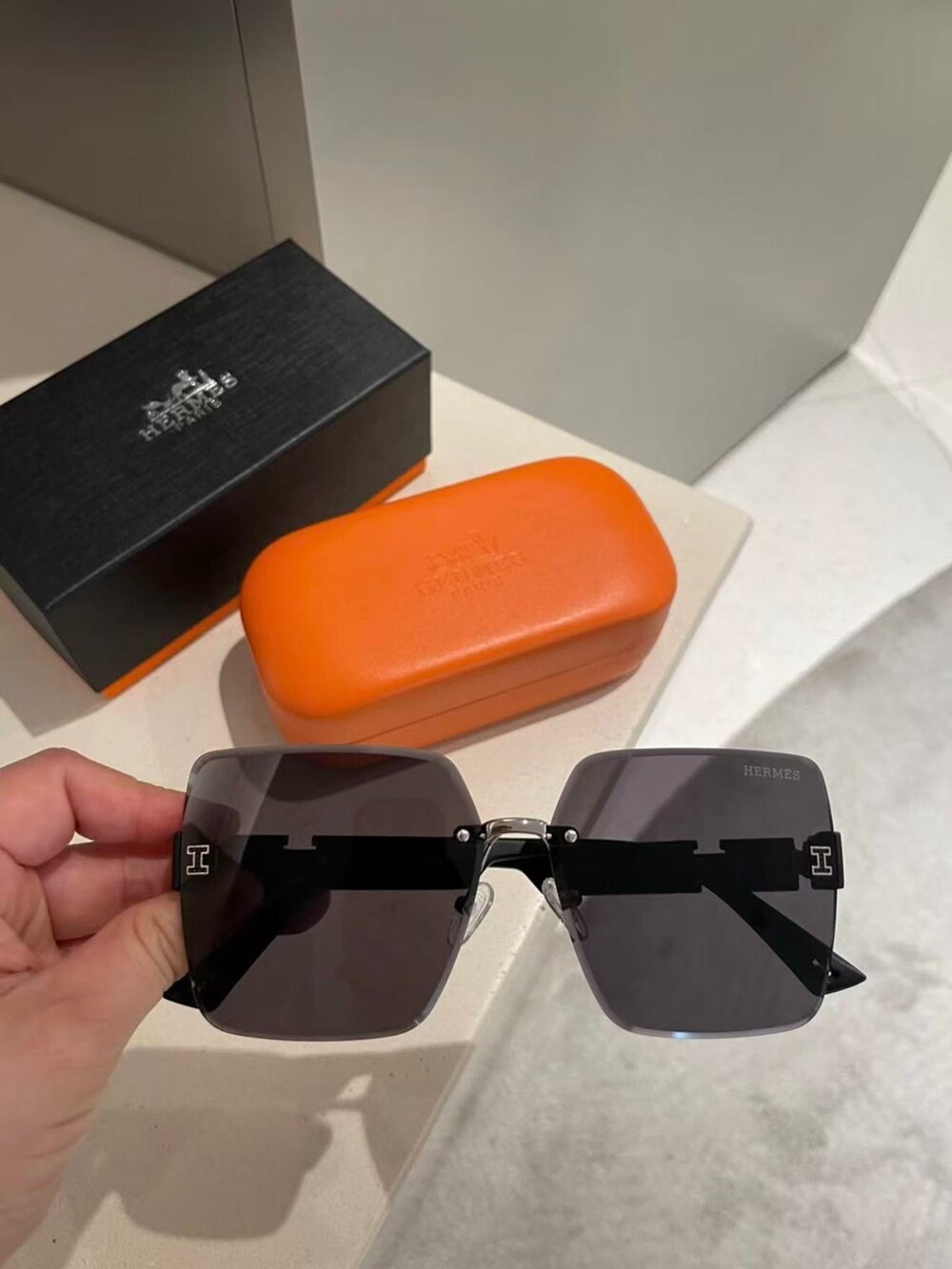 Hermès Rimless Square Sunglasses